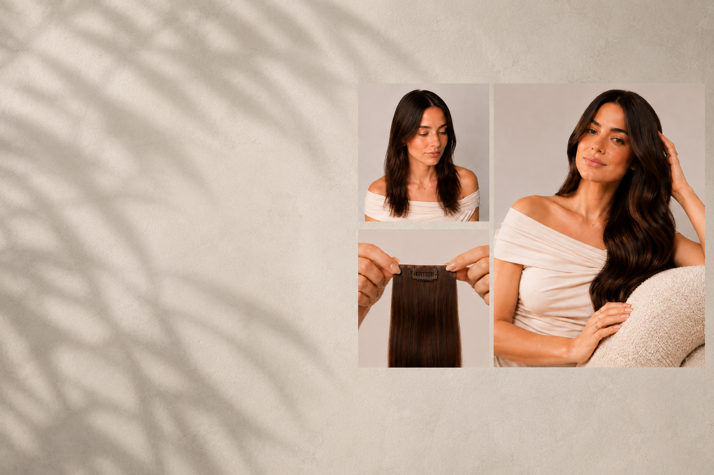 Before and after Ouielle hair extensions