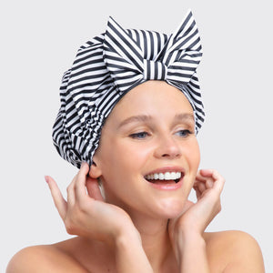 Recycled Polyester Luxe Shower Cap - Stripe by KITSCH