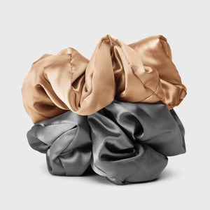 Satin Sleep Pillow Scrunchies - Charcoal/Gold by KITSCH