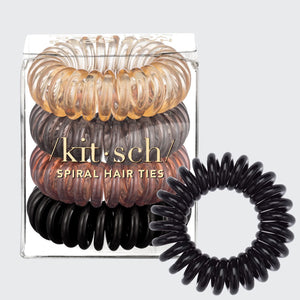 Spiral Hair Ties 4 Pc - Brunette by KITSCH