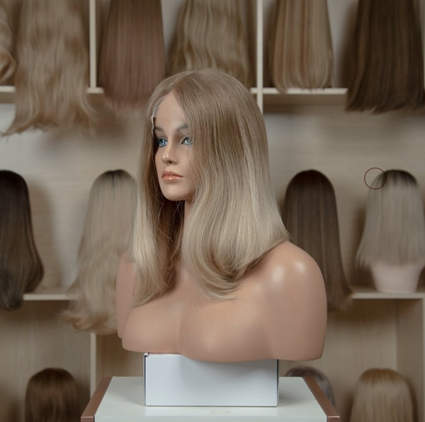 Pale rooted blonde Mid length balayage HD Lace Top Wig Slavic Hair from Ouielle
